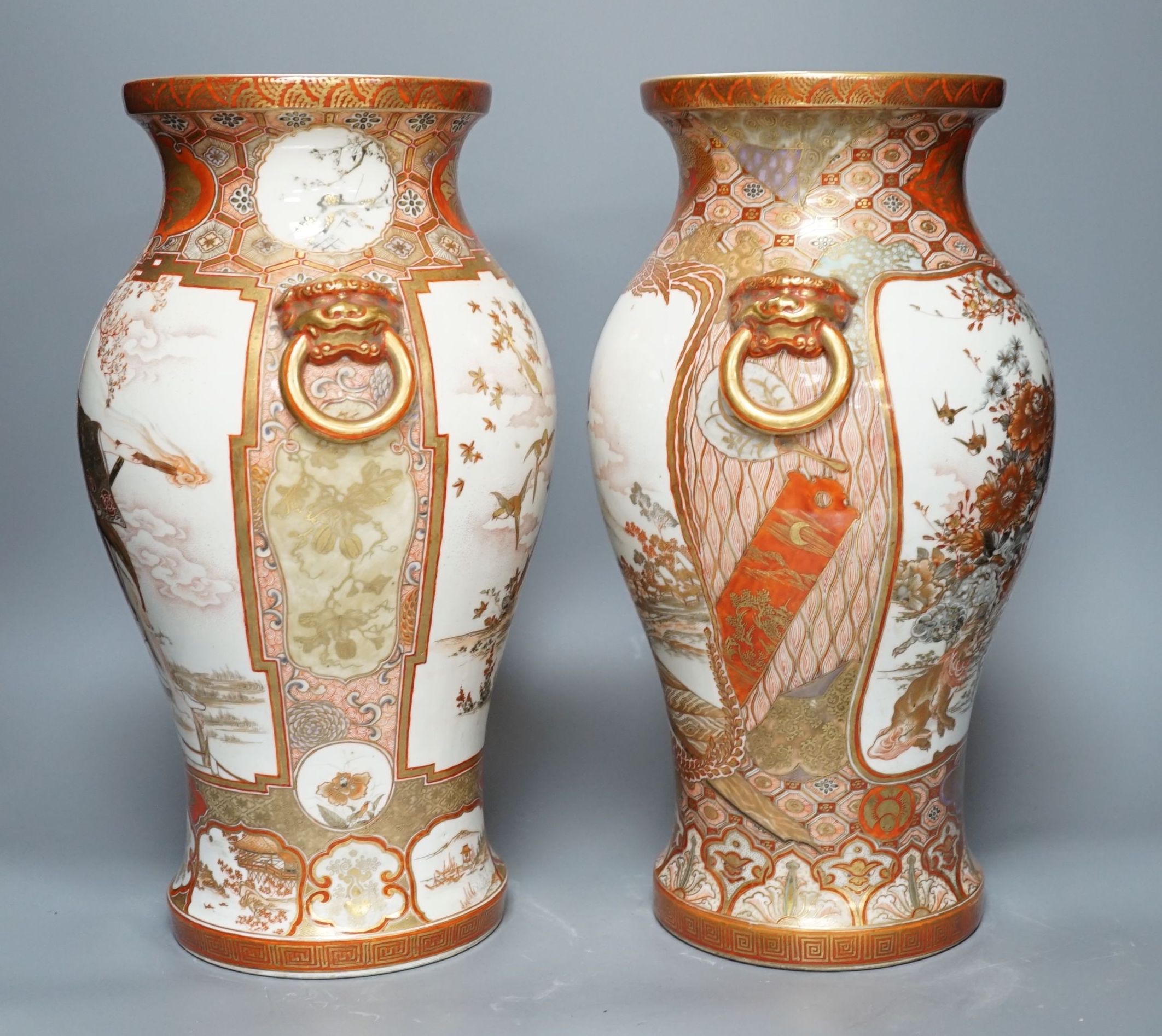 A pair of Japanese Kutani vases (one a.f.) - 37cm high